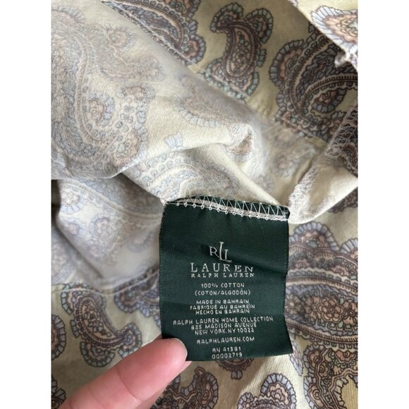 Ralph Lauren Standard  Studio Paisley Yellow Cotton Pillowcases PAIR - Picture 5 of 6